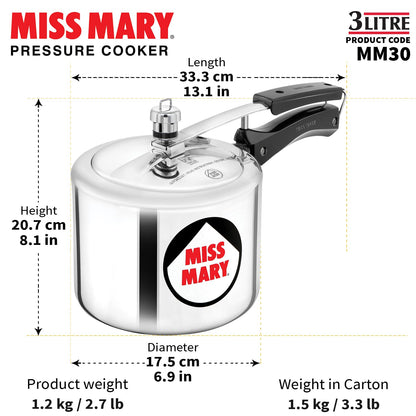 Hawkins 3 Litre Miss Mary Pressure Cooker