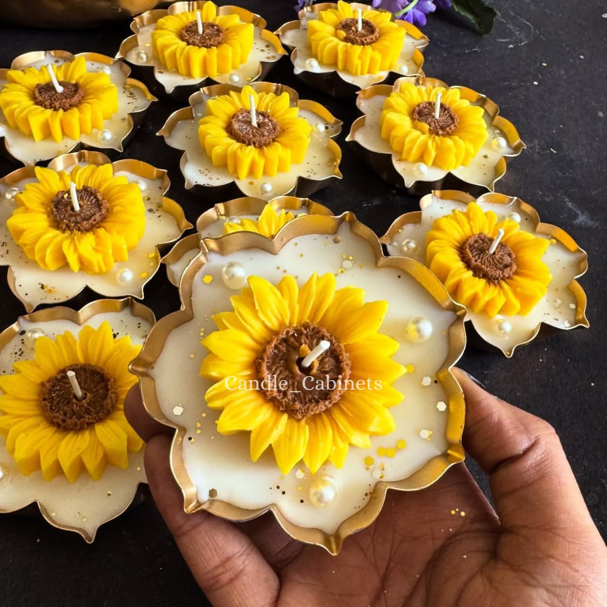Candle Cabinets Sunflower Urli Scented Candle 3.5 Inch