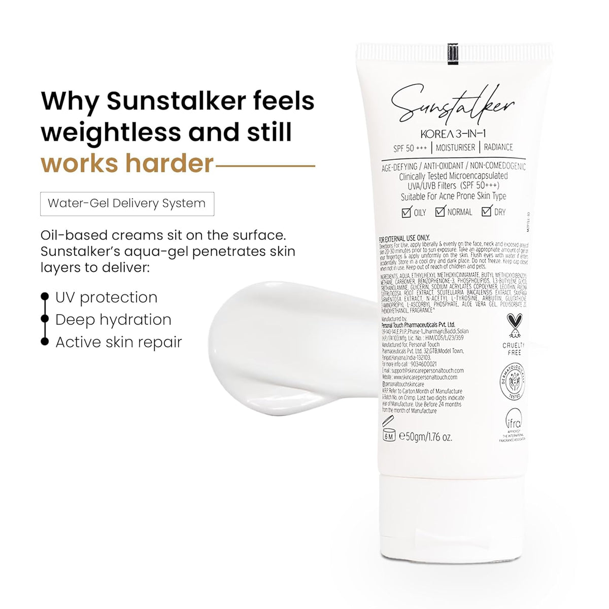 Sunstalker 3-in-1 Sunscreen SPF 50+++ (Moisturizer + Serum)