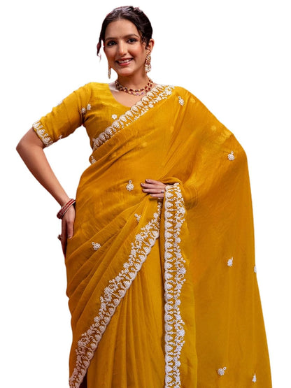 Vasthrlay Classic Ethnic Embroidery Sequins Saree for festive ethnic occasions