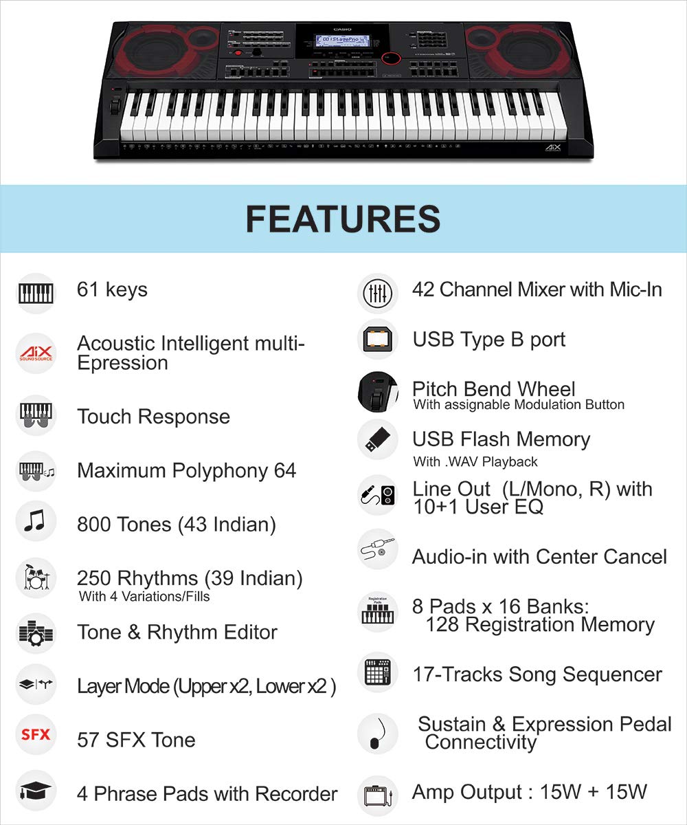 Casio CT-X9000IN 61 Key Portable Keyboard Black