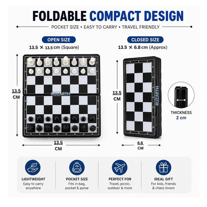 Ruzarth Mini Magnetic Folding Travel Chess Set with Storage Case