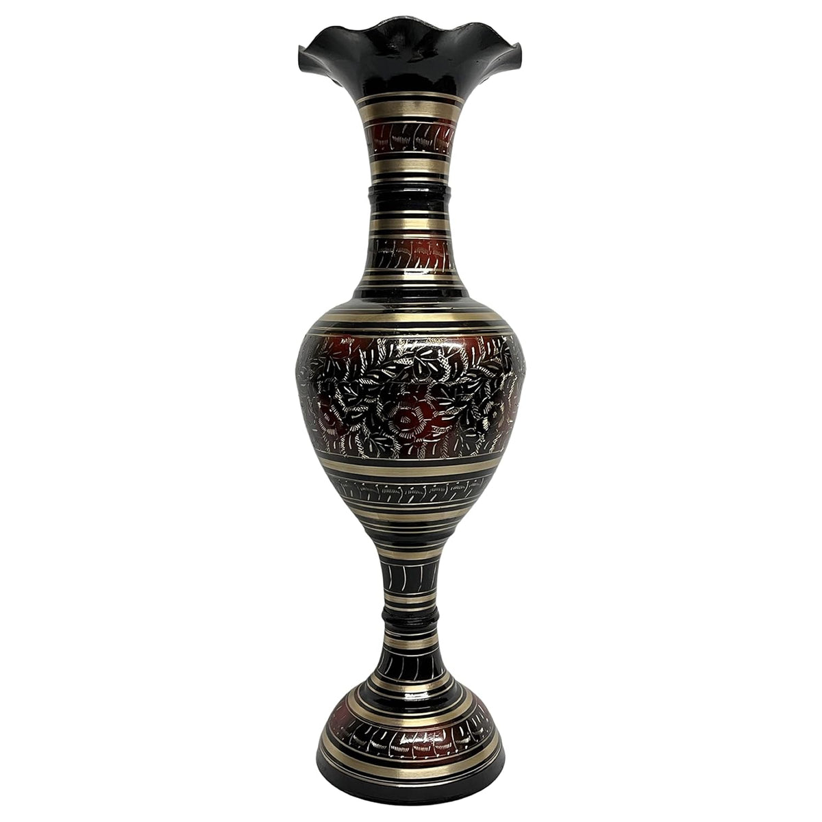 20 Inch Brass Floor Vase with Meenakari Work
