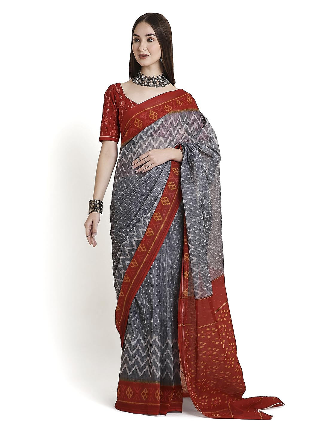 Vasthrlay Blue Cotton Printed Saree for festive ethnic occasions