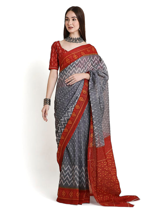 Vasthrlay Blue Cotton Printed Saree for festive ethnic occasions