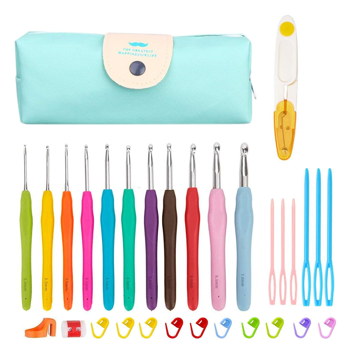 32 Pcs Pack Crochet Hooks Set Ergonomic Soft Handles Needles - image 1