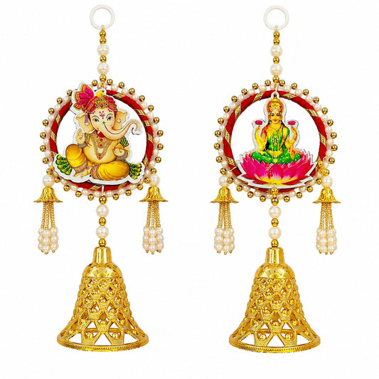SBP Fashion Shubh Labh Laxmi Ganesh Golden Bell Door Hanging Toran Pair