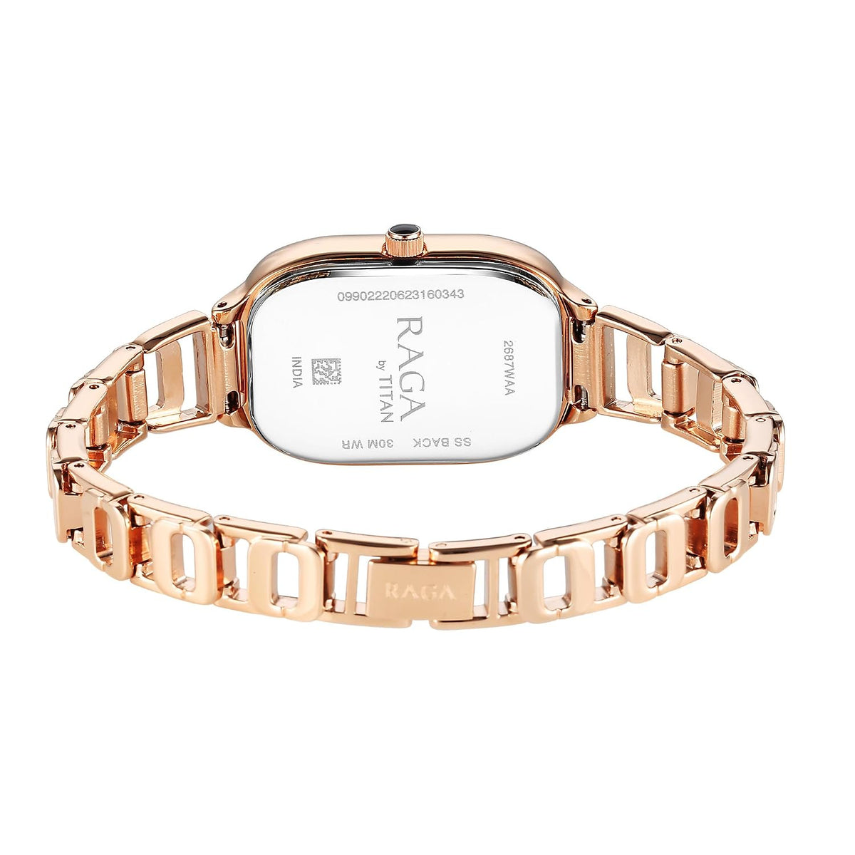 Titan Raga Chic Quartz Analog Black Dial Rose Gold Metal Strap Watch for Women - NT2687WM01