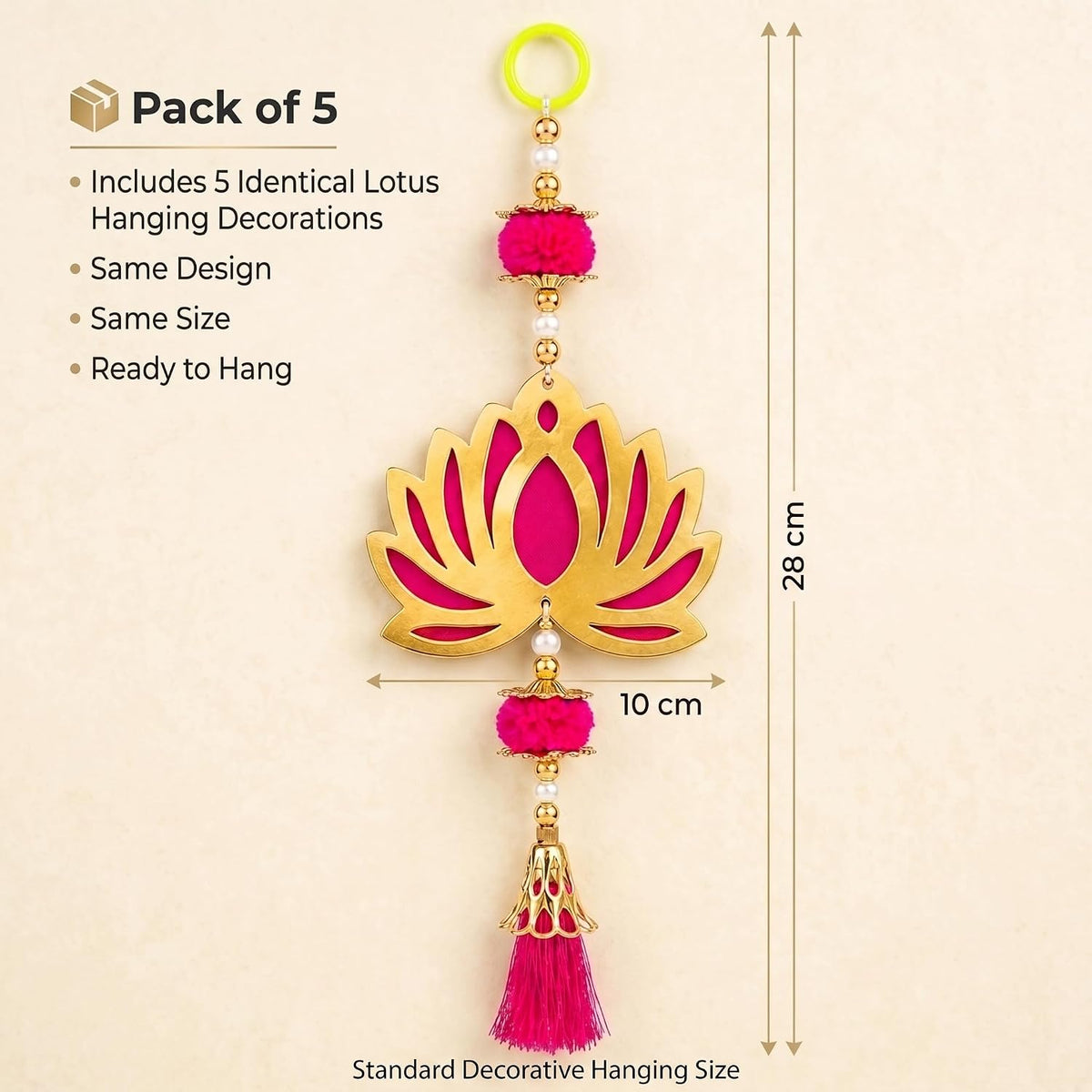 Jeevan Handicraft Pink Pom Pom Lotus Hanging