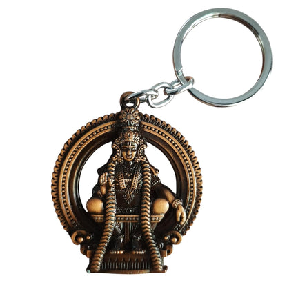 Lord Ayyappa Swamy Metal Keychain Antique Copper Finish