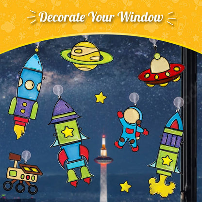 Imagimake Window Art - Rocket - 16 Pieces Glass Painting Set