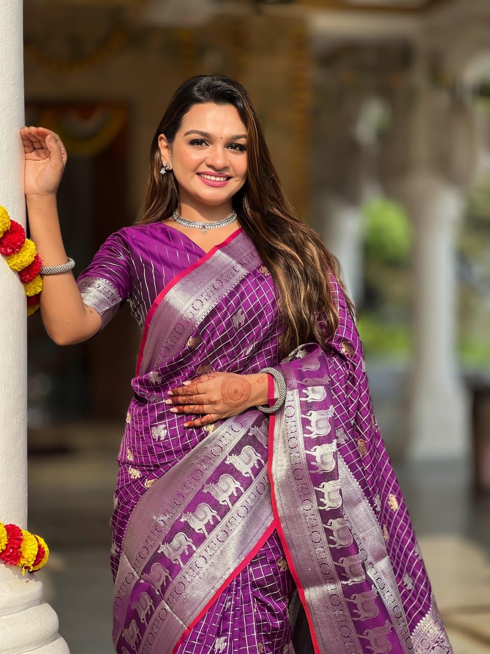 Vasthrlay Kanjivaram Classic Saree with decorative traditional design