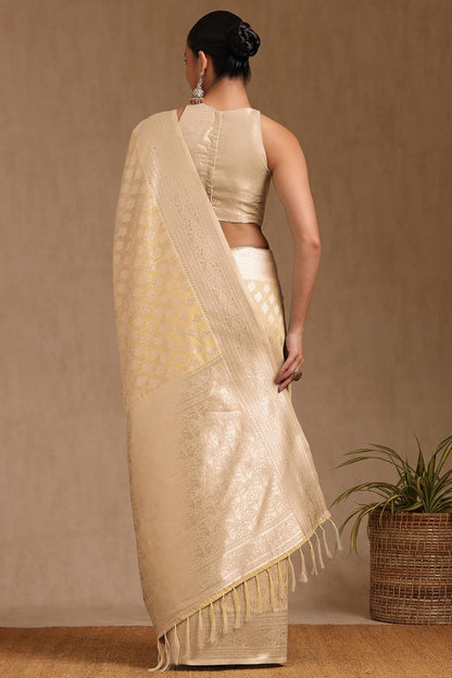 Vasthrlay Tussar Peach Saree with decorative Woven design