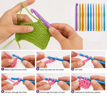 Crochet Hook Set 12 PCS Multicolor Knitting Needles Kit - image 2