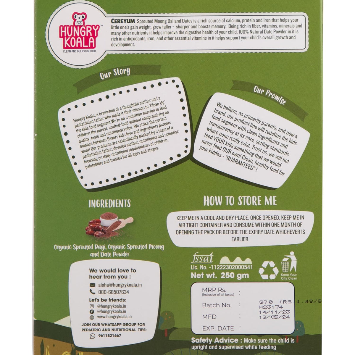 HUNGRY KOALA Cereal Made With Natural Ingridients Millet Apple Sprouted Moong & Dates For Kids To Grow Healthy - PUSHMYCART