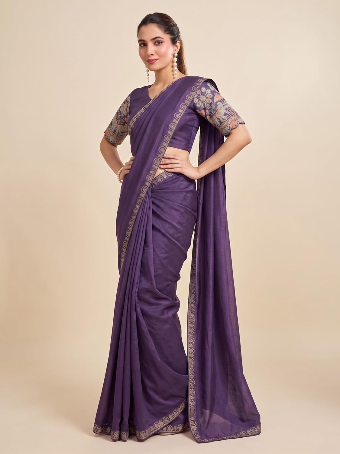 Vasthrlay Classic Embroidered Saree with elegant Ethnic styling