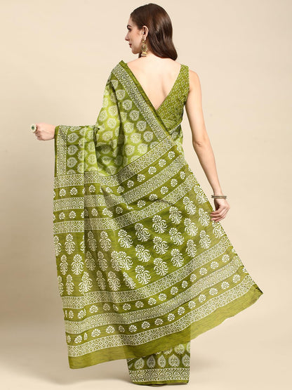 Vasthrlay Blue Saree with elegant cotton and printed styling