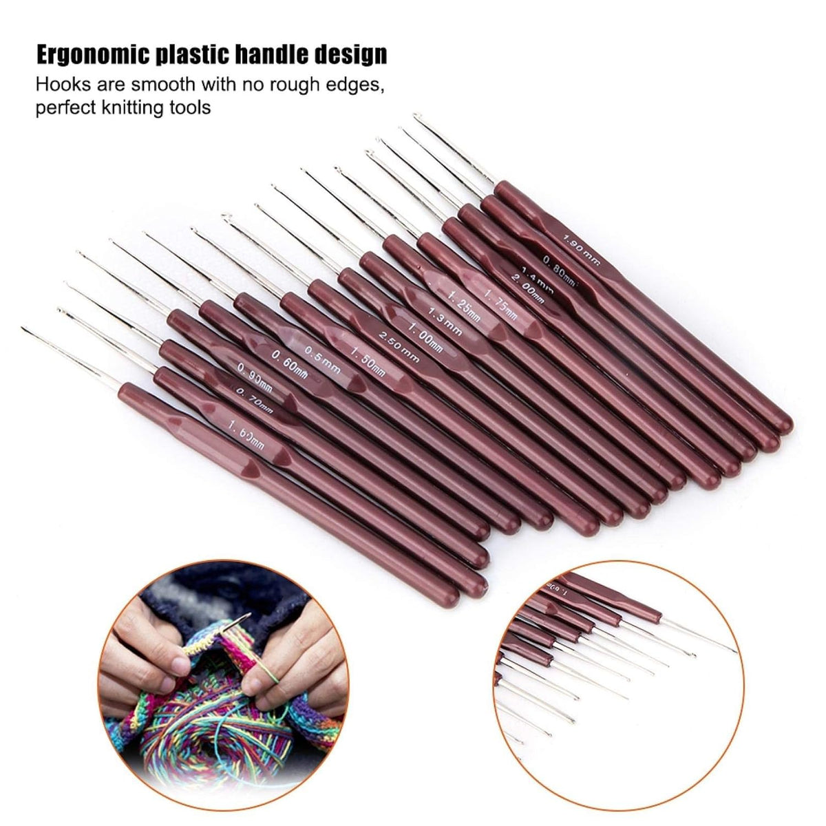 Crochet Hook Set, Crochet Hook Needle Handle Ultra-Fine Lace Crochet Hook Set Stainless - image 2
