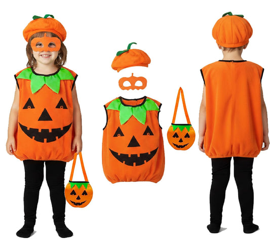Rudra Fancy Dress Kids Pumpkin Costume Set with Bag Mask and Cap