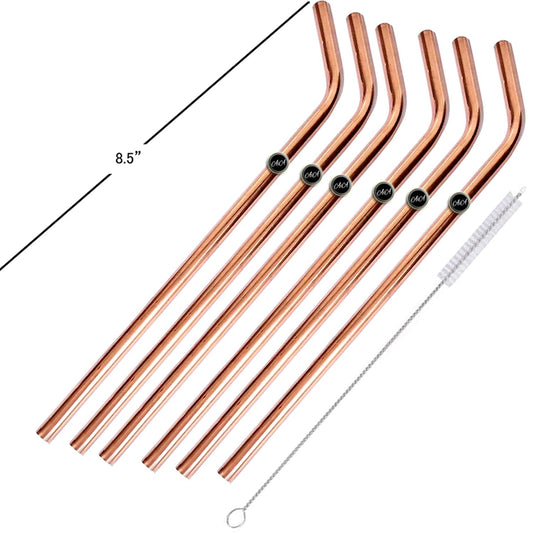 AIA India Bend Copper Cocktail Straws 8.5 Inch