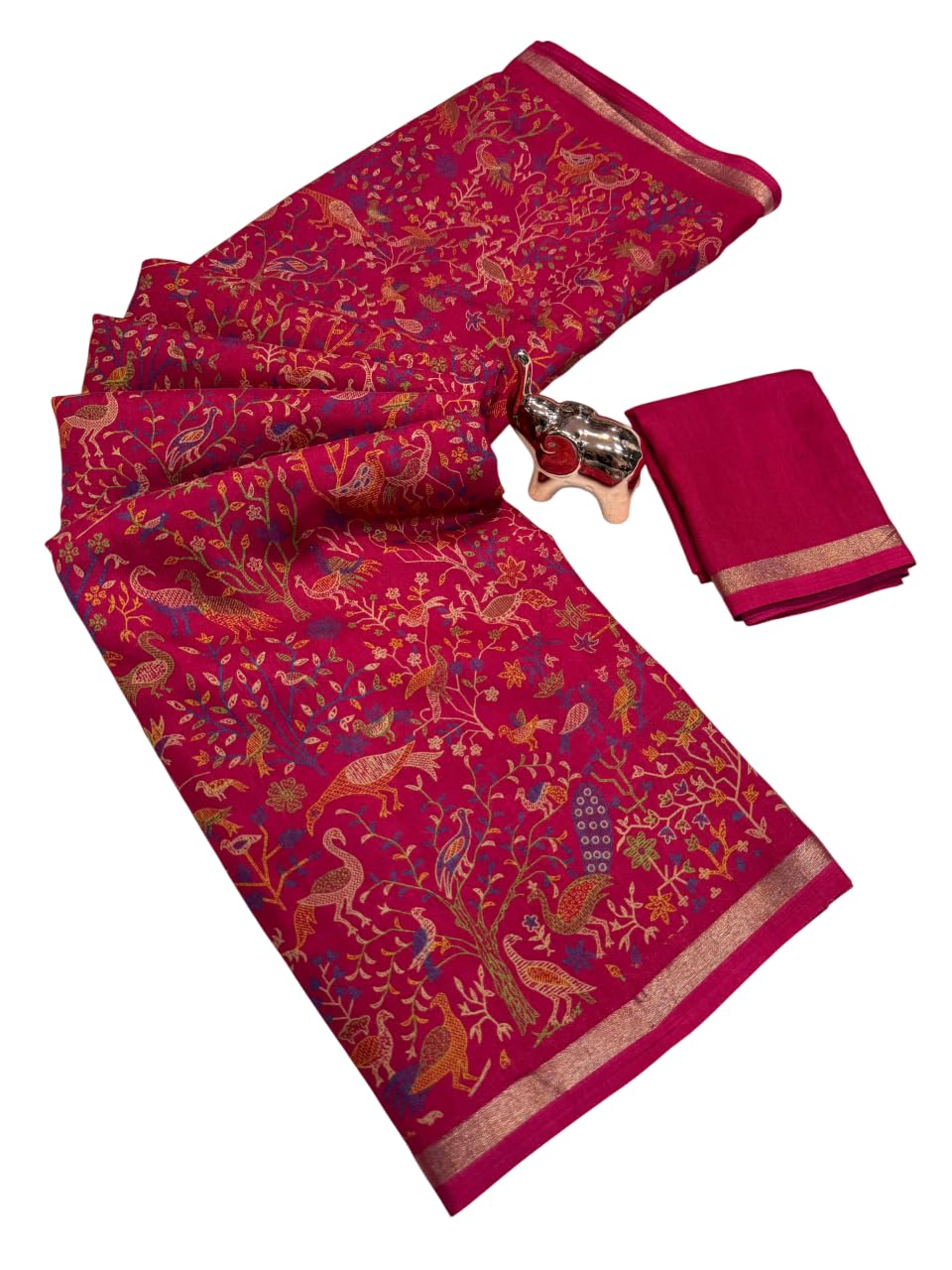 Vasthrlay Classic Tussar Floral Saree for festive ethnic occasions