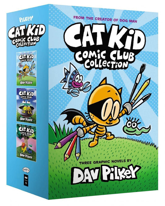 Cat Kid Comic Club Collection Books 1 to 3 Boxed Set by Dav Pilkey box front
