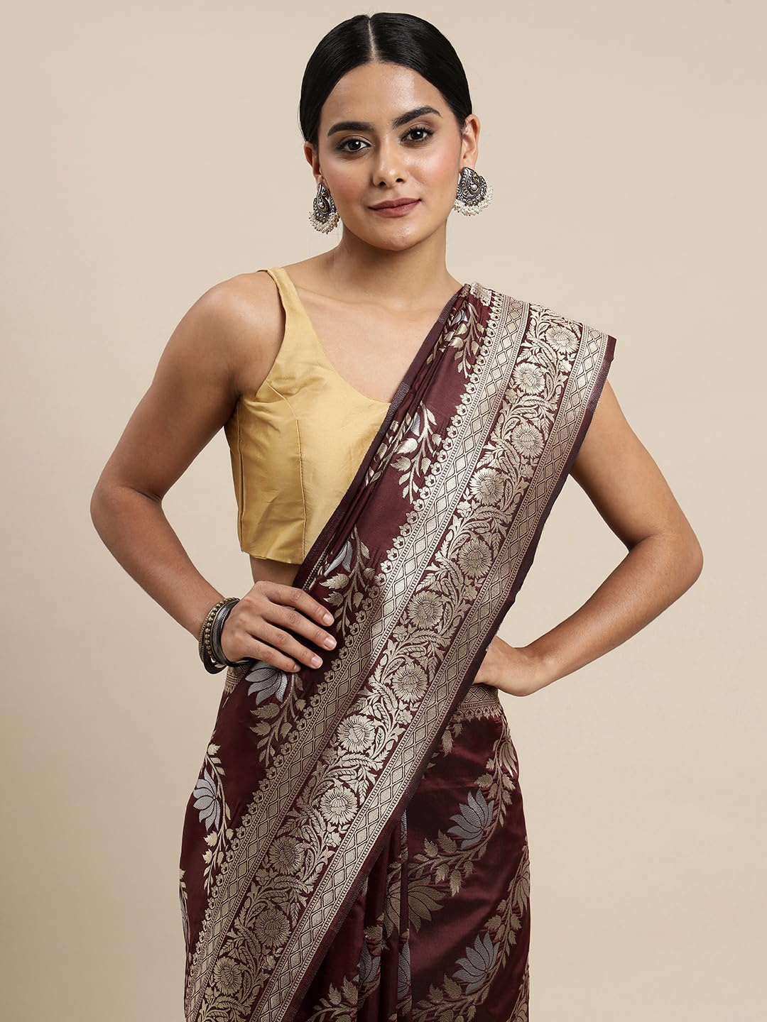 Vasthrlay Silver Traditional Saree with elegant banarasi styling