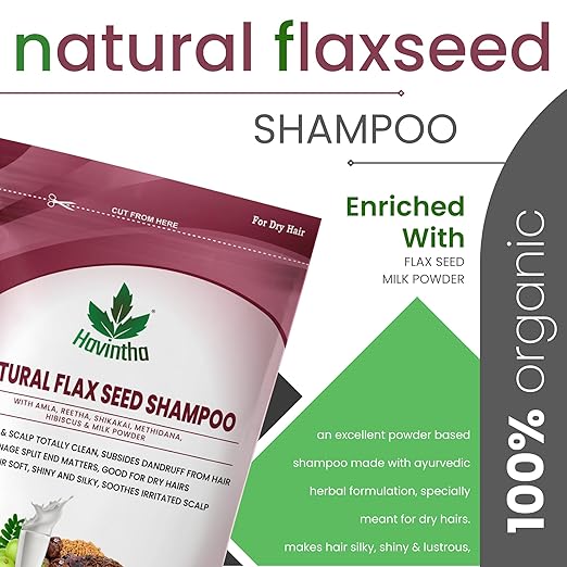 Havintha - Natural Flaxseed Shampoo - Powder for Dry Hair - PUSHMYCART