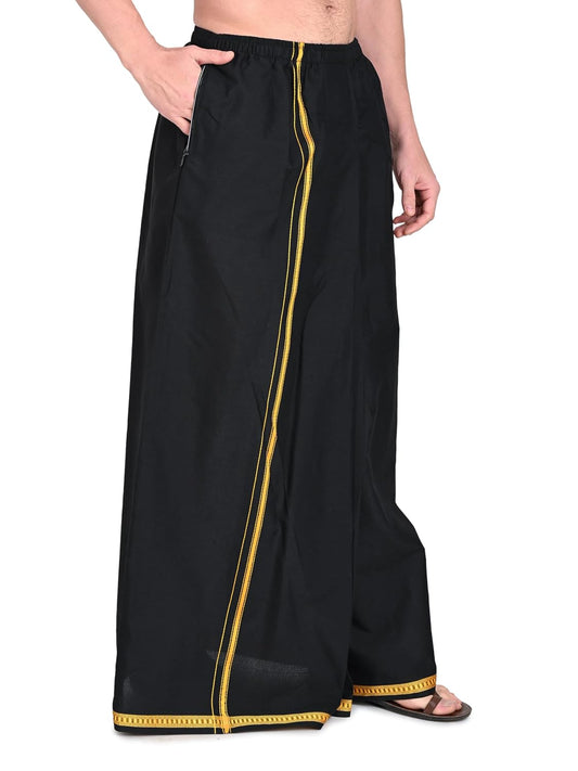 GOWRI TEX Black Elastic Dhoti with Pocket Ayyappa Vratham Collection