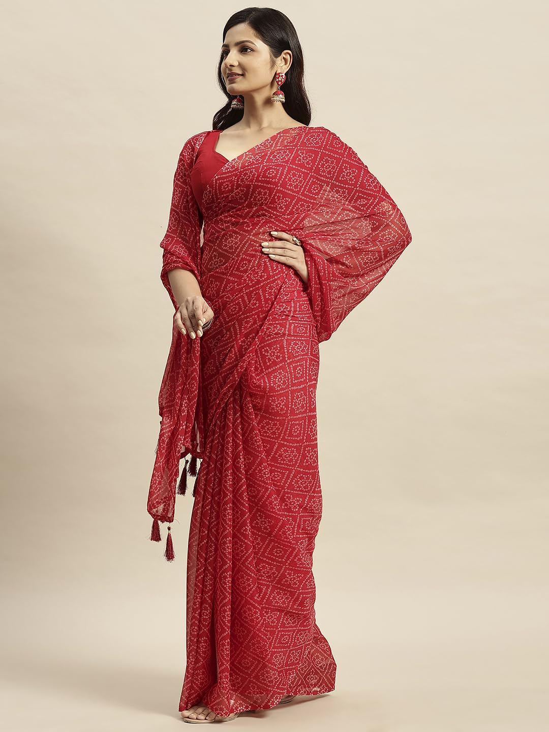 Vasthrlay Printed Saree in Teal with refined chiffon ethnic appeal