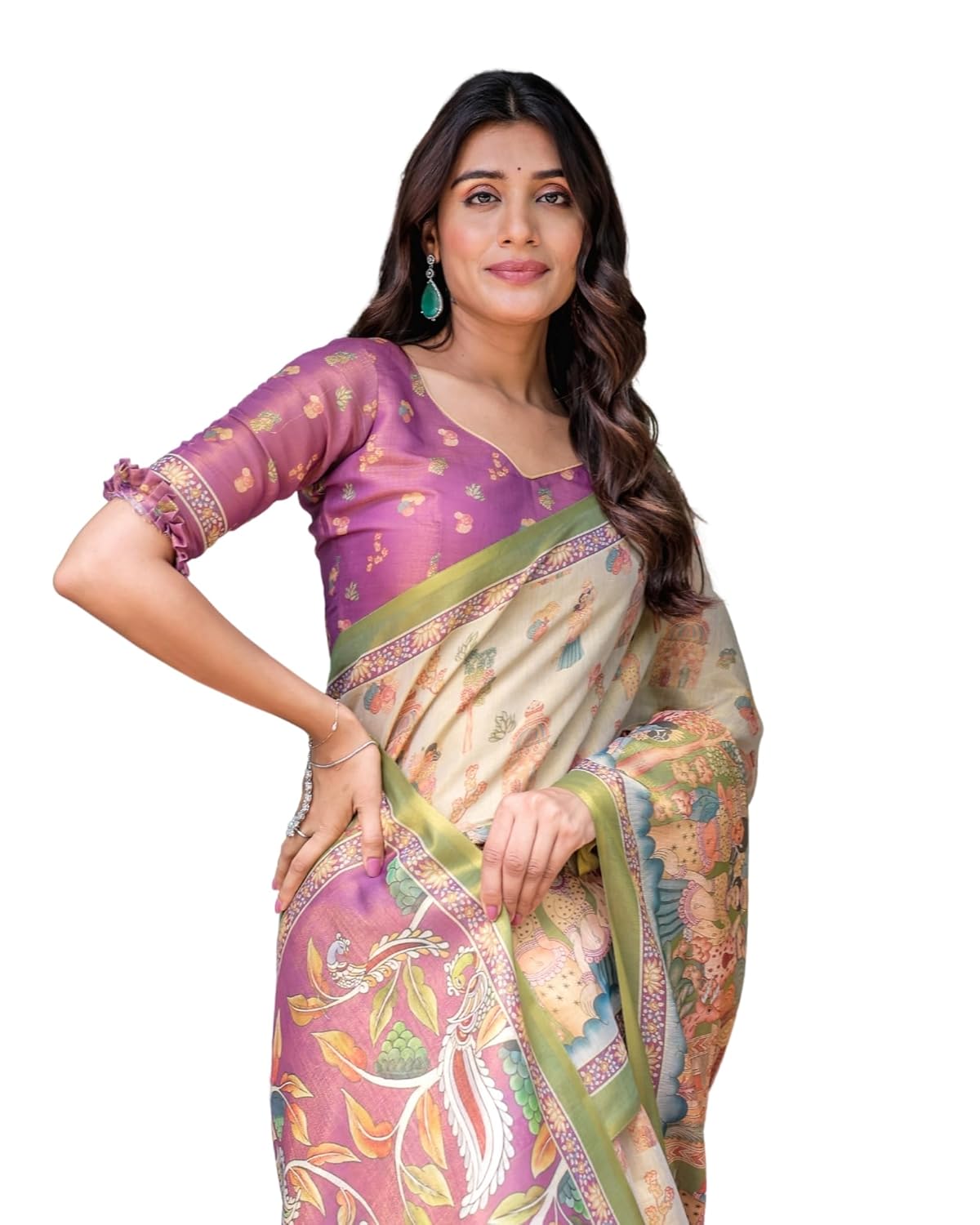 Vasthrlay Multi Colour Handloom Traditional Saree for festive ethnic occasions