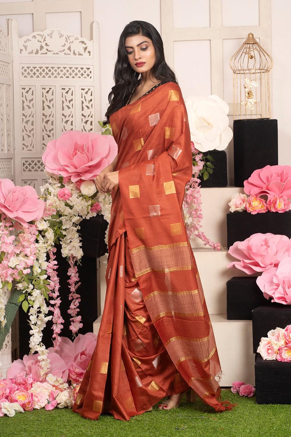 Vasthrlay Bhagalpuri Classic Saree with decorative traditional design