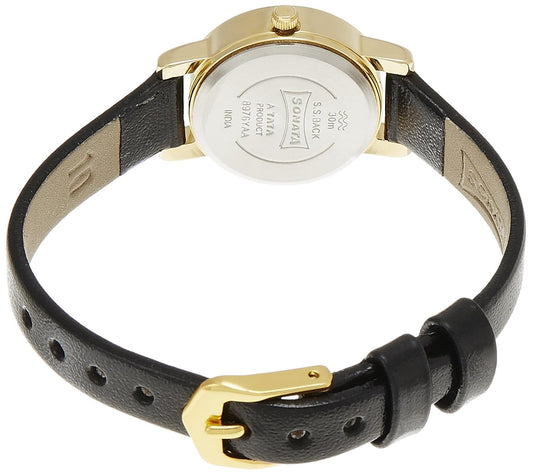 Sonata Quartz Analog Black Dial Black Leather Strap Watch for Women - NT8976YL03W