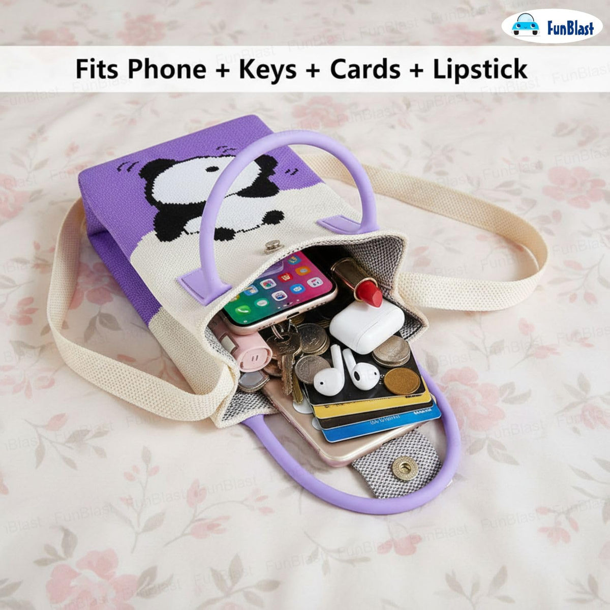 FunBlast Crossbody Mobile Sling Bag Rolling Panda Print
