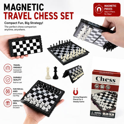 Ruzarth Mini Magnetic Folding Travel Chess Set with Storage Case