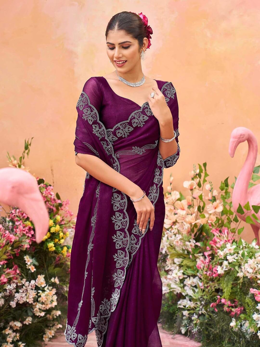 Vasthrlay Maroon Shimmer saree for ceremony and occasion wear