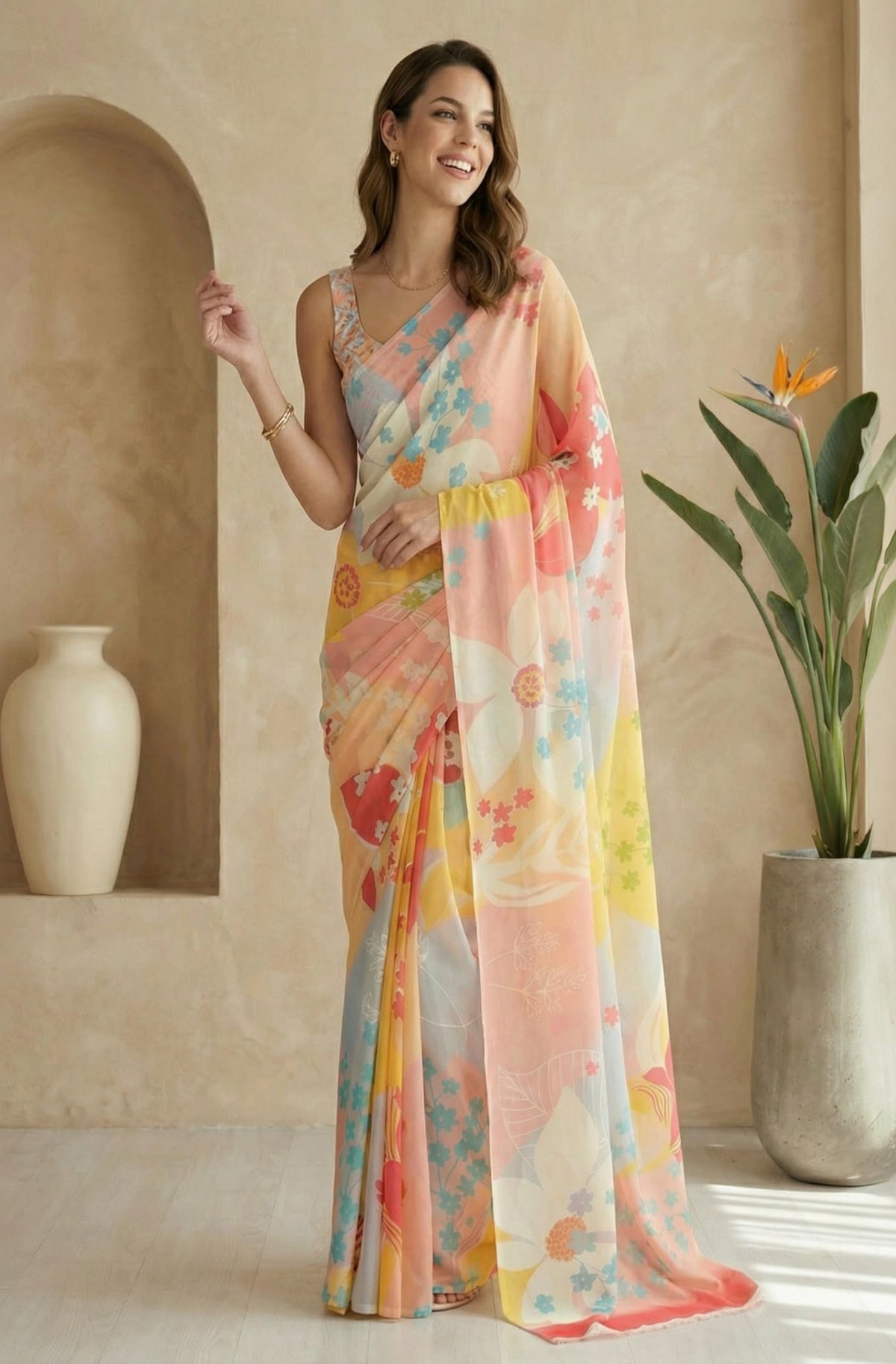 Vasthrlay Classic Printed Saree with elegant georgette styling