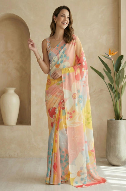 Vasthrlay Classic Printed Saree with elegant georgette styling
