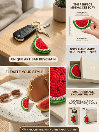 Handmade Crochet Watermelon Keychain - image 3