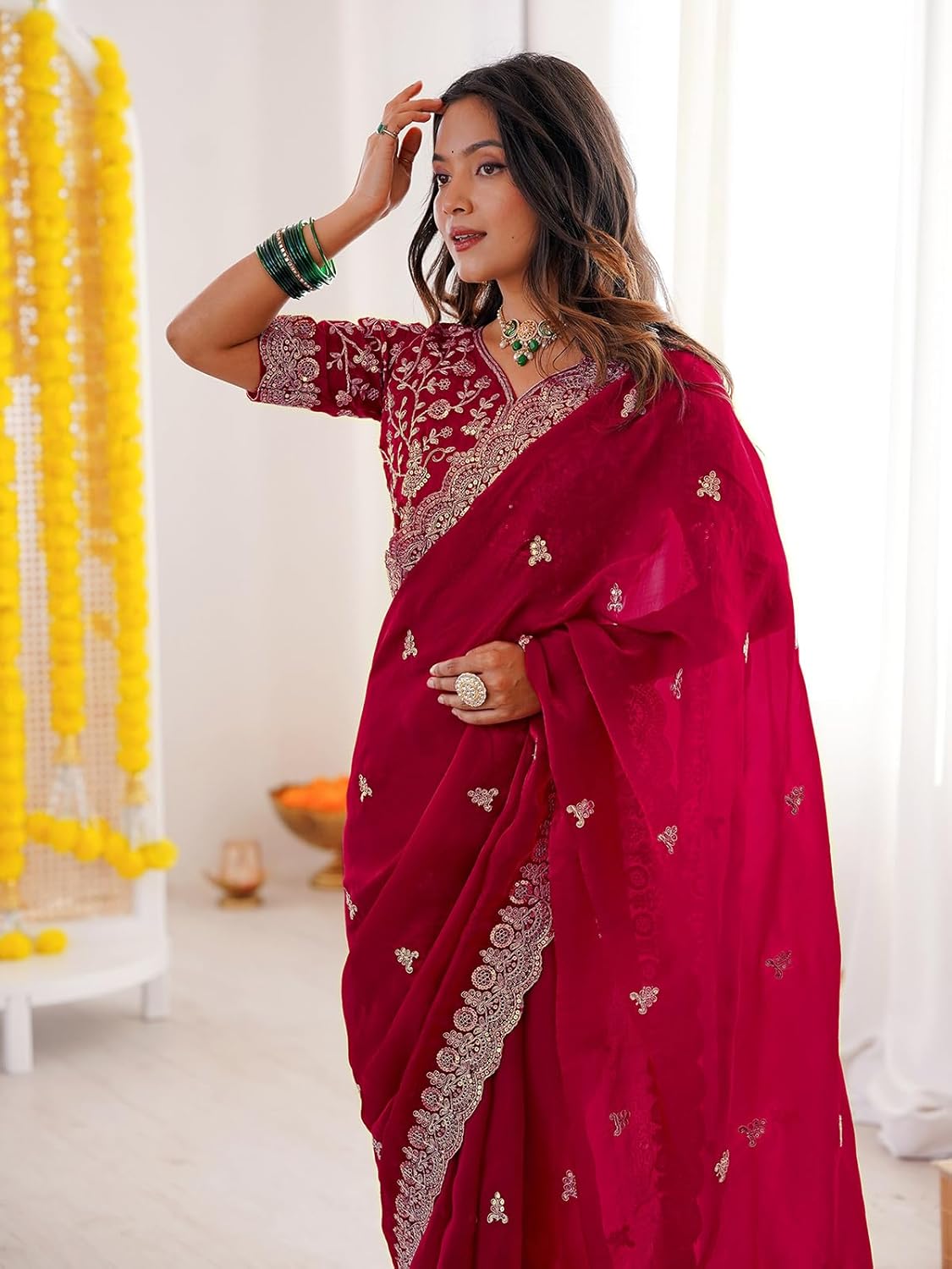 Vasthrlay Green Traditional Saree for wedding and party wear styling