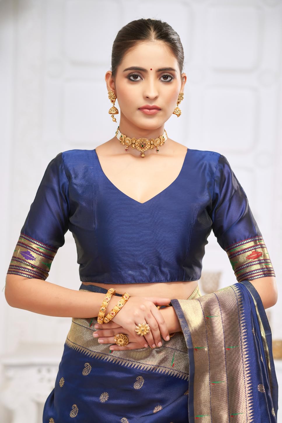 Vasthrlay Traditional Saree in Classic with refined paithani ethnic appeal