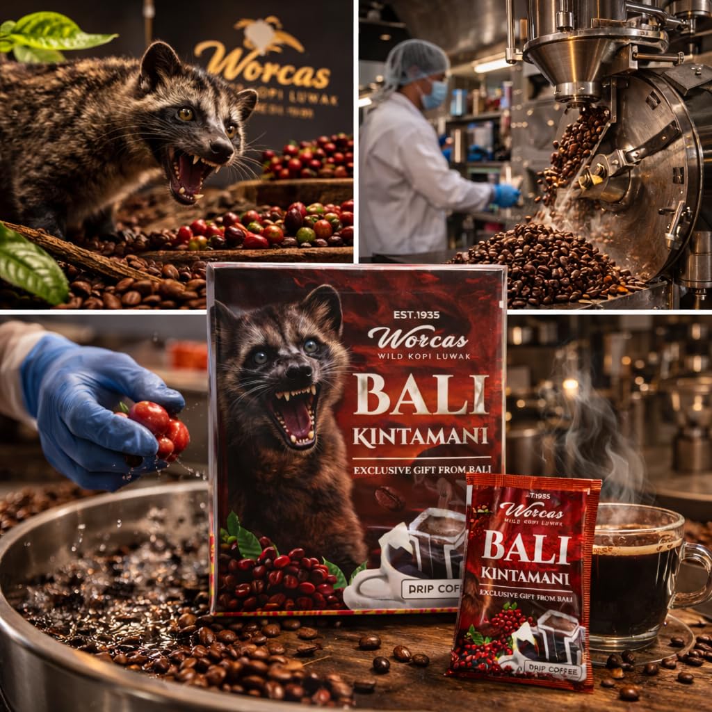 Worcas Wild Kopi Luwak Bali Kintamani Drip Coffee Sachets 5 x 10g