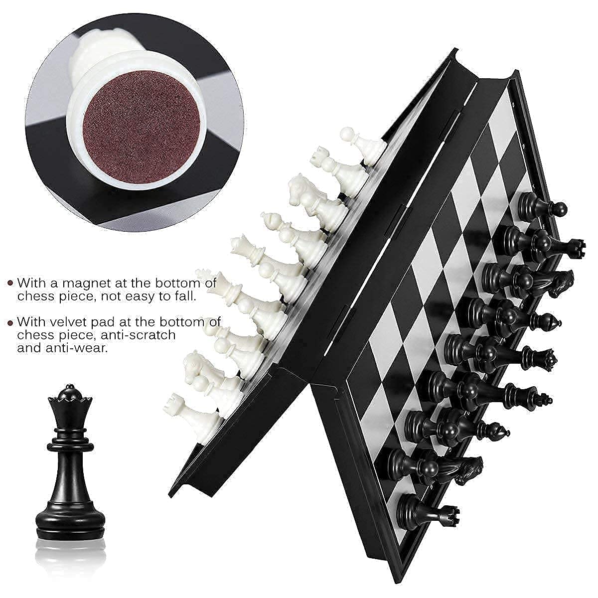 Magnetic Folding Chess Board Set 10 Inch Travel Friendly Black