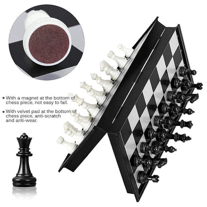Magnetic Folding Chess Board Set 10 Inch Travel Friendly Black