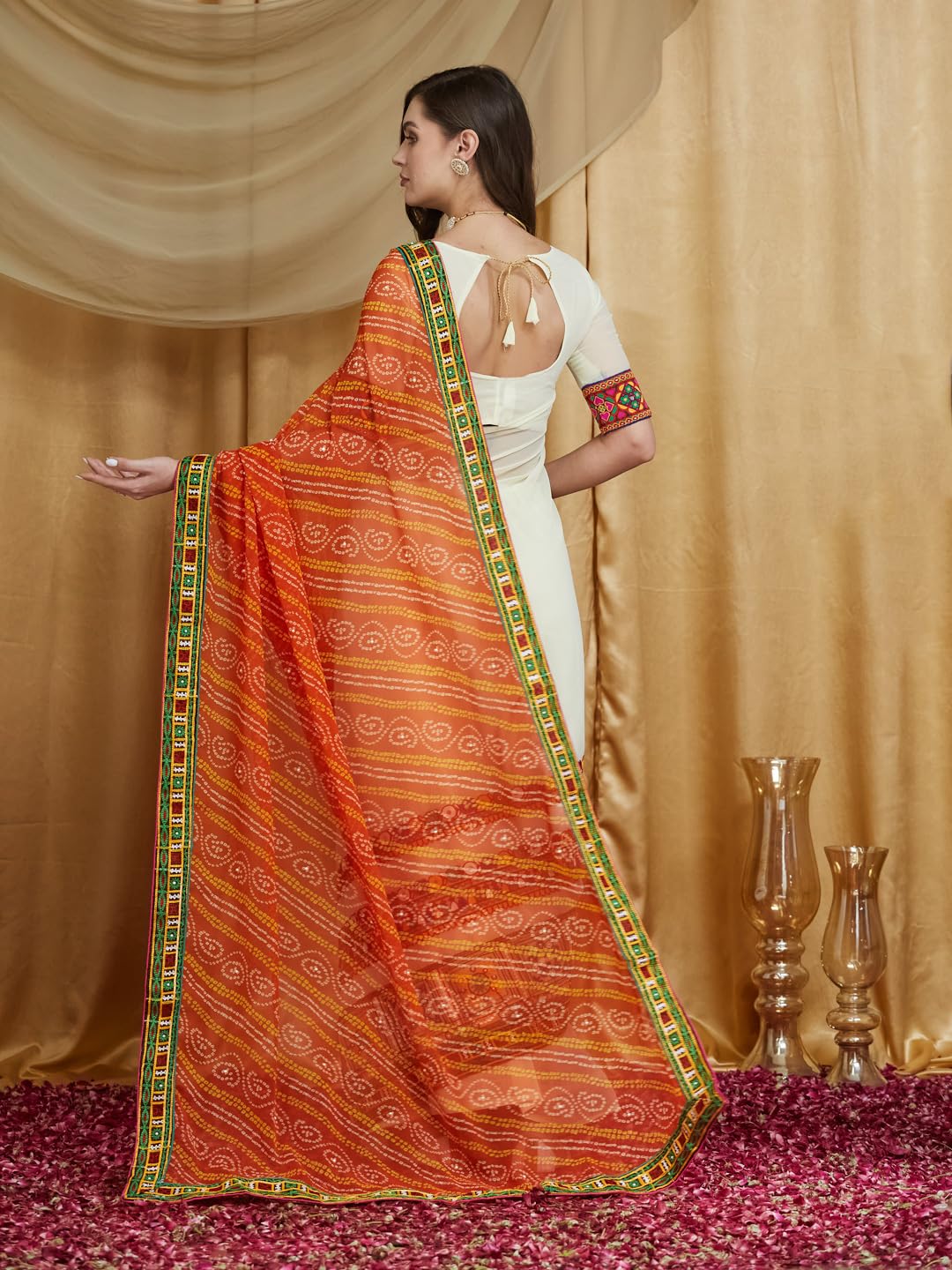 Vasthrlay Classic Saree with elegant bandhani and embroidery styling