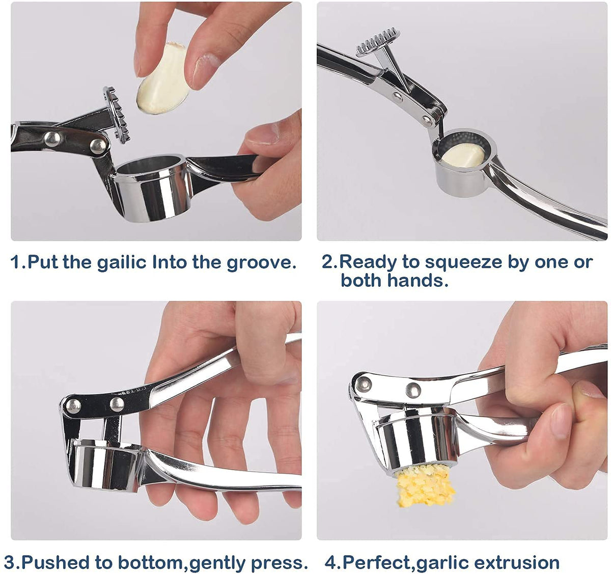Garlic Crusher Presser Garlic Press Multi-Function Manual Portable Garlic Crusher Curved Garlic Ginger Mincer Stainless 