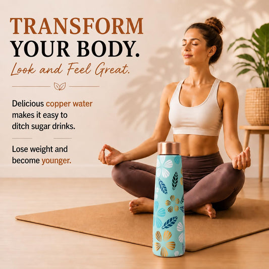Copper Water Bottle Arctic Blue 1000 ml