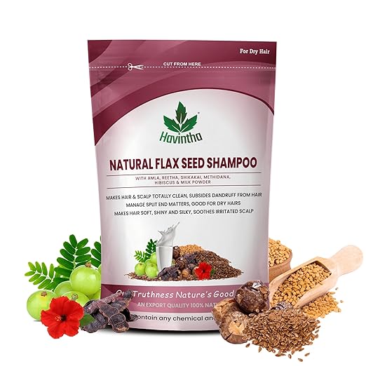 Havintha - Natural Flaxseed Shampoo - Powder for Dry Hair - PUSHMYCART