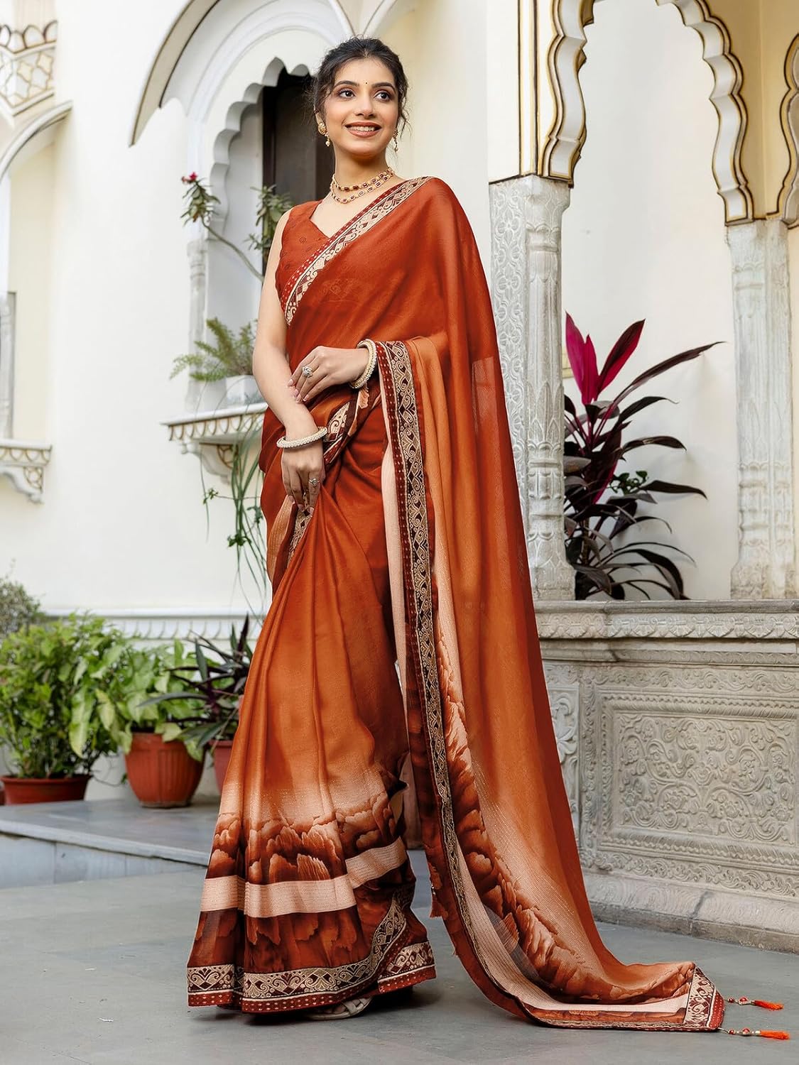 Vasthrlay Classic Printed Saree with elegant chiffon styling