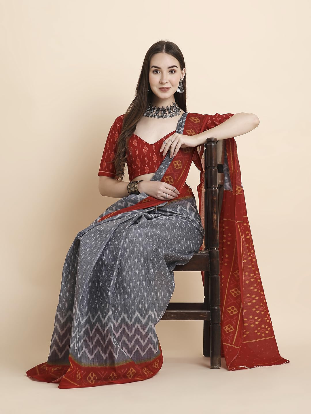 Vasthrlay Printed Saree in Blue with refined cotton ethnic appeal